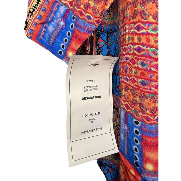 Vintage We Be Bop Women’s 1X Tunic Top Artsy Abstract Patchwork Relaxed 90s NEW - Picture 4 of 5